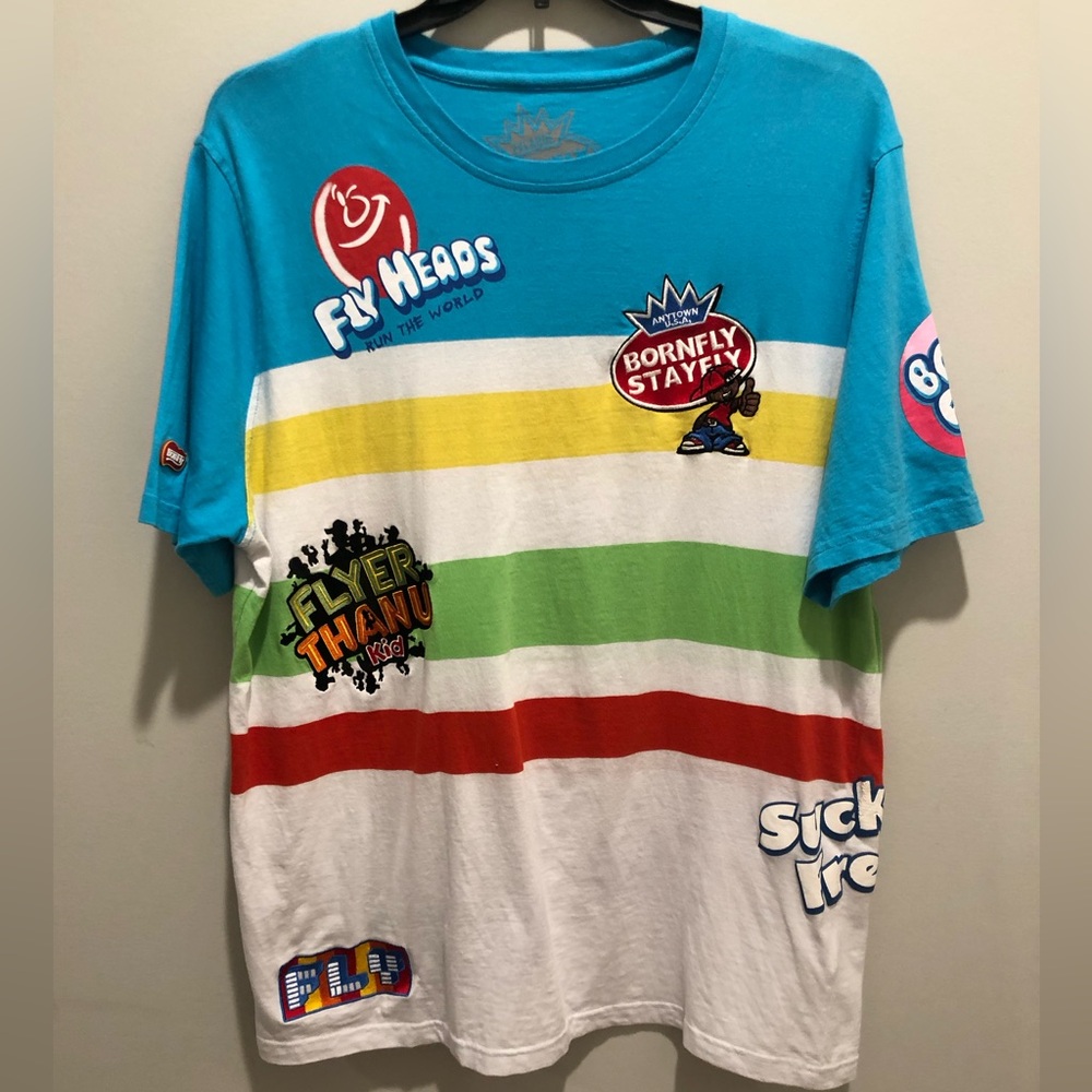 Born Fly Stay Fly Crewneck Embroidered Short  Sleeve Shirt Size 2XL EUC